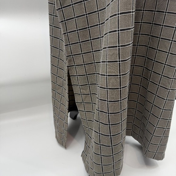Norm Thompson Dress Women 1X Gray Black Plaid Short Sleeve Maxi Office Pockets - Picture 5 of 13